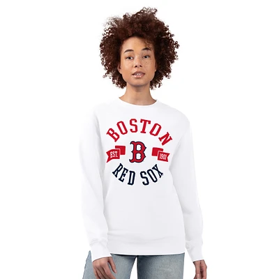 Women's G-III 4Her by Carl Banks White Boston Red Sox Team Logo Fleece Pullover Sweatshirt