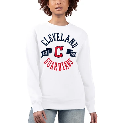 Women's G-III 4Her by Carl Banks White Cleveland Guardians Team Logo Fleece Pullover Sweatshirt