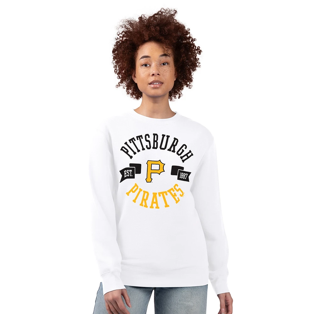 Women's G-III 4Her by Carl Banks White Pittsburgh Pirates Team Logo Fleece Pullover Sweatshirt