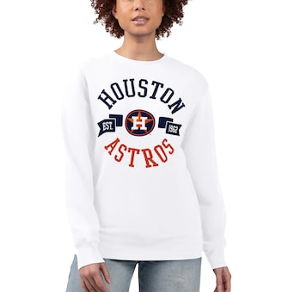 Women's G-III 4Her by Carl Banks White Houston Astros Team Logo Fleece Pullover Sweatshirt