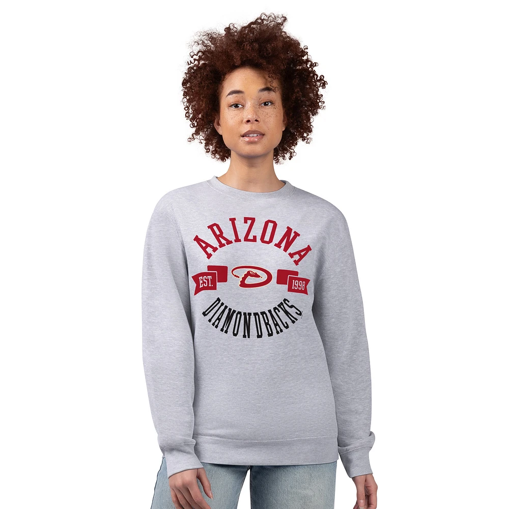 Women's G-III 4Her by Carl Banks Heather Gray Arizona Diamondbacks Team Logo Fleece Pullover Sweatshirt