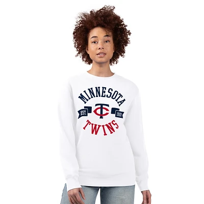 Women's G-III 4Her by Carl Banks White Minnesota Twins Team Logo Fleece Pullover Sweatshirt