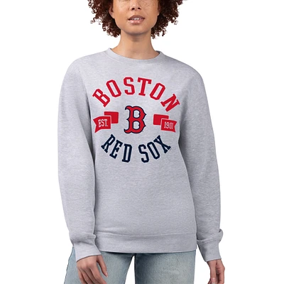 Women's G-III 4Her by Carl Banks Heather Gray Boston Red Sox Team Logo Fleece Pullover Sweatshirt