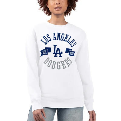 Women's G-III 4Her by Carl Banks White Los Angeles Dodgers Team Logo Fleece Pullover Sweatshirt