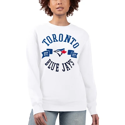 Women's G-III 4Her by Carl Banks White Toronto Blue Jays Team Logo Fleece Pullover Sweatshirt