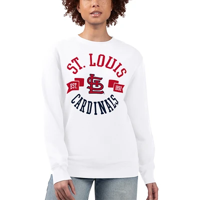 Women's G-III 4Her by Carl Banks White St. Louis Cardinals Team Logo Fleece Pullover Sweatshirt