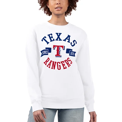 Women's G-III 4Her by Carl Banks White Texas Rangers Team Logo Fleece Pullover Sweatshirt