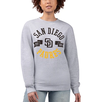 Women's G-III 4Her by Carl Banks Heather Gray San Diego Padres Team Logo Fleece Pullover Sweatshirt