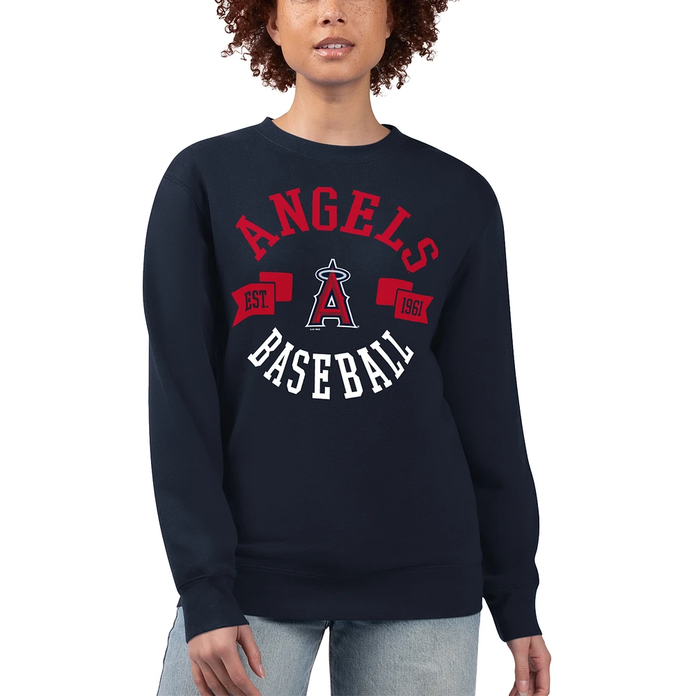Women's G-III 4Her by Carl Banks Navy Los Angeles Angels Team Logo Fleece Pullover Sweatshirt