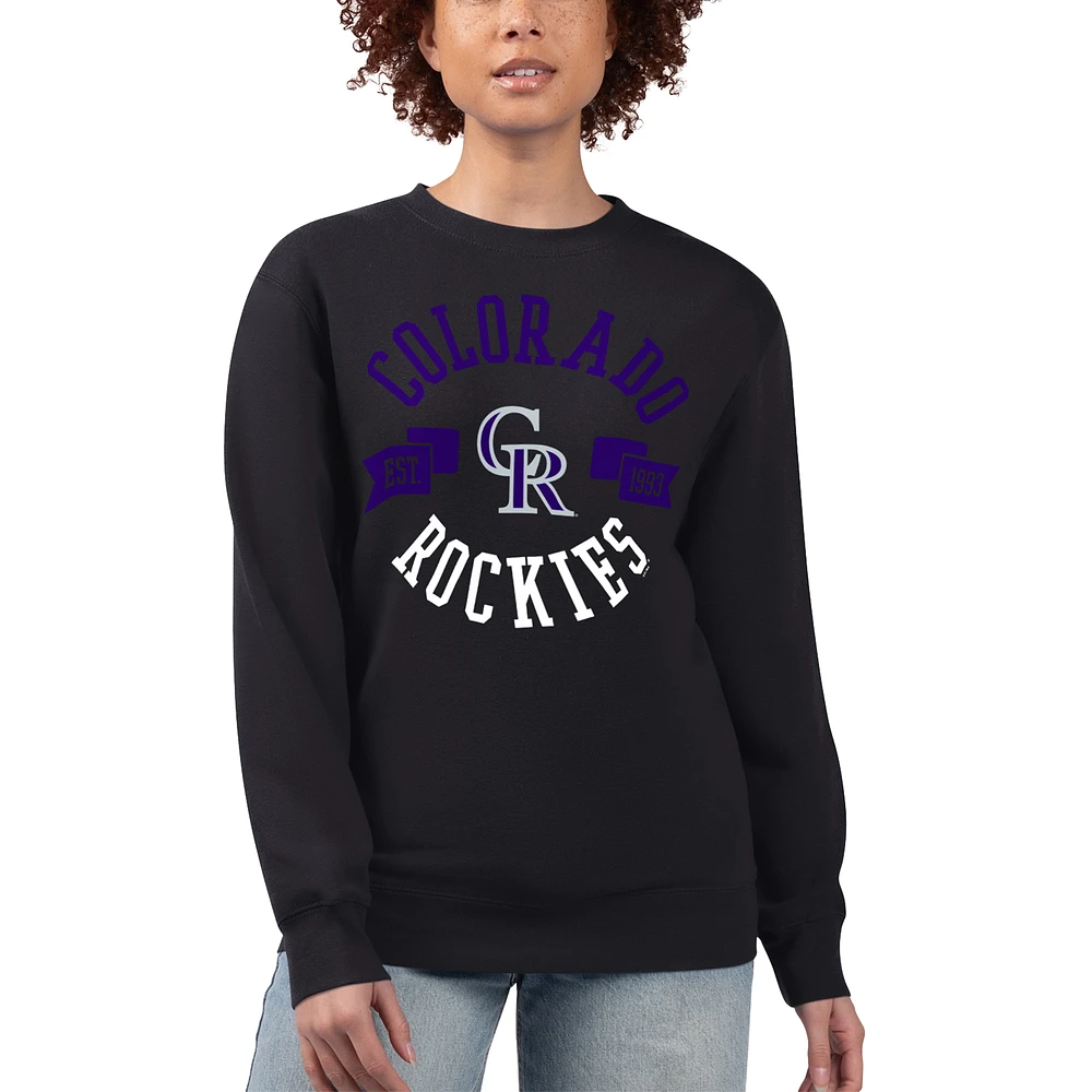 Women's G-III 4Her by Carl Banks Black Colorado Rockies Team Logo Fleece Pullover Sweatshirt
