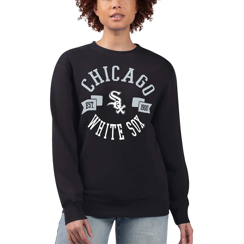 Women's G-III 4Her by Carl Banks Black Chicago White Sox Team Logo Fleece Pullover Sweatshirt
