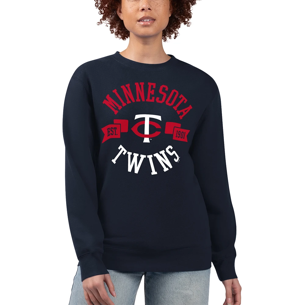 Women's G-III 4Her by Carl Banks Navy Minnesota Twins Team Logo Fleece Pullover Sweatshirt