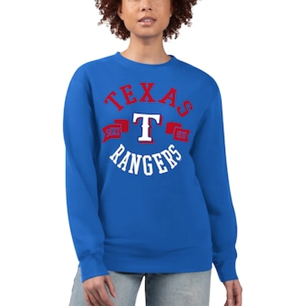 Women's G-III 4Her by Carl Banks Royal Texas Rangers Team Logo Fleece Pullover Sweatshirt