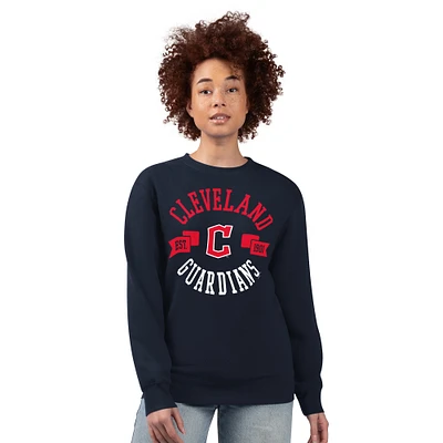 Women's G-III 4Her by Carl Banks Navy Cleveland Guardians Team Logo Fleece Pullover Sweatshirt