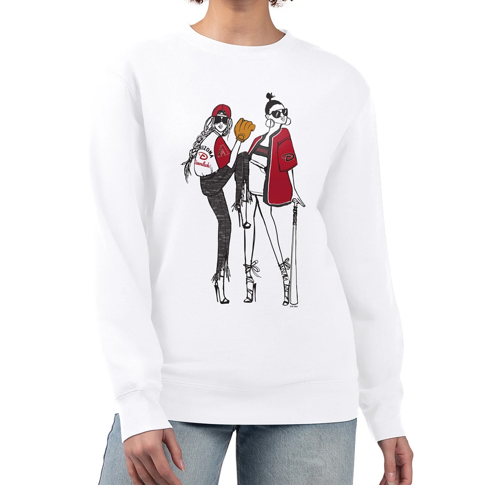 Women's G-III 4Her by Carl Banks White Arizona Diamondbacks Baseball Girls Fleece Pullover Sweatshirt