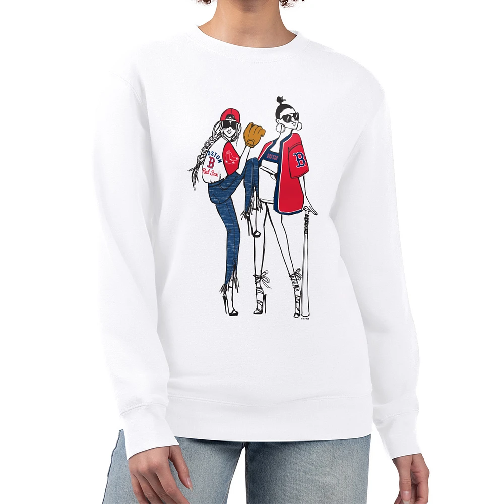 Women's G-III 4Her by Carl Banks White Boston Red Sox Baseball Girls Fleece Pullover Sweatshirt