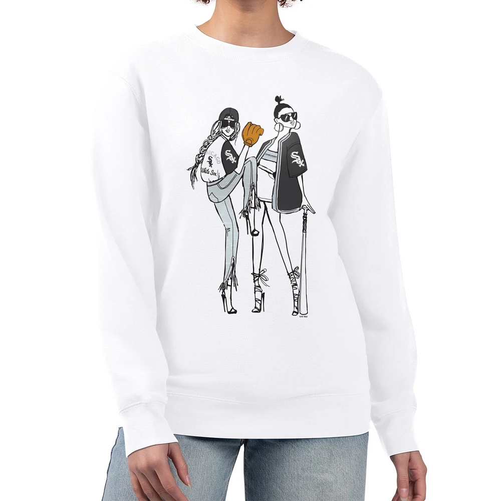 Women's G-III 4Her by Carl Banks White Chicago Sox Baseball Girls Fleece Pullover Sweatshirt