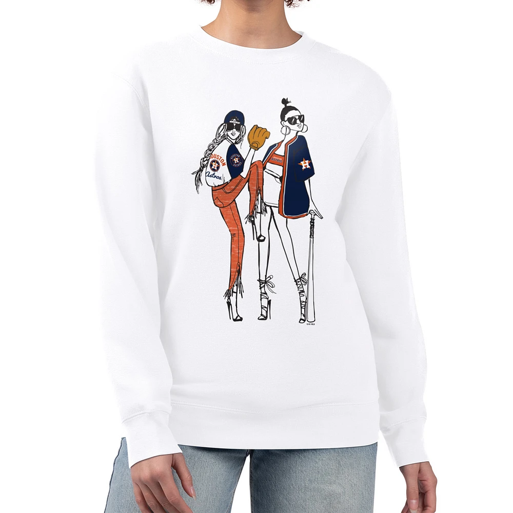 Women's G-III 4Her by Carl Banks White Houston Astros Baseball Girls Fleece Pullover Sweatshirt