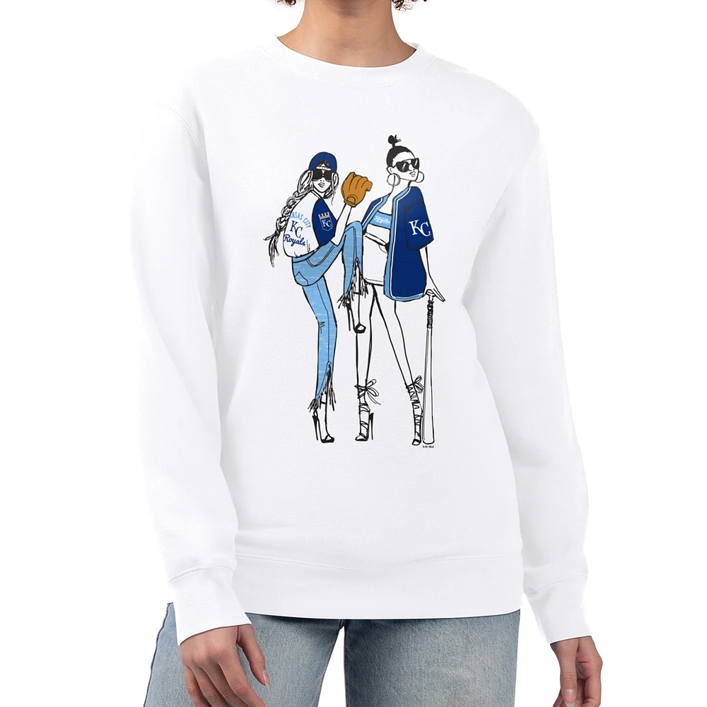 Women's G-III 4Her by Carl Banks White Kansas City Royals Baseball Girls Fleece Pullover Sweatshirt
