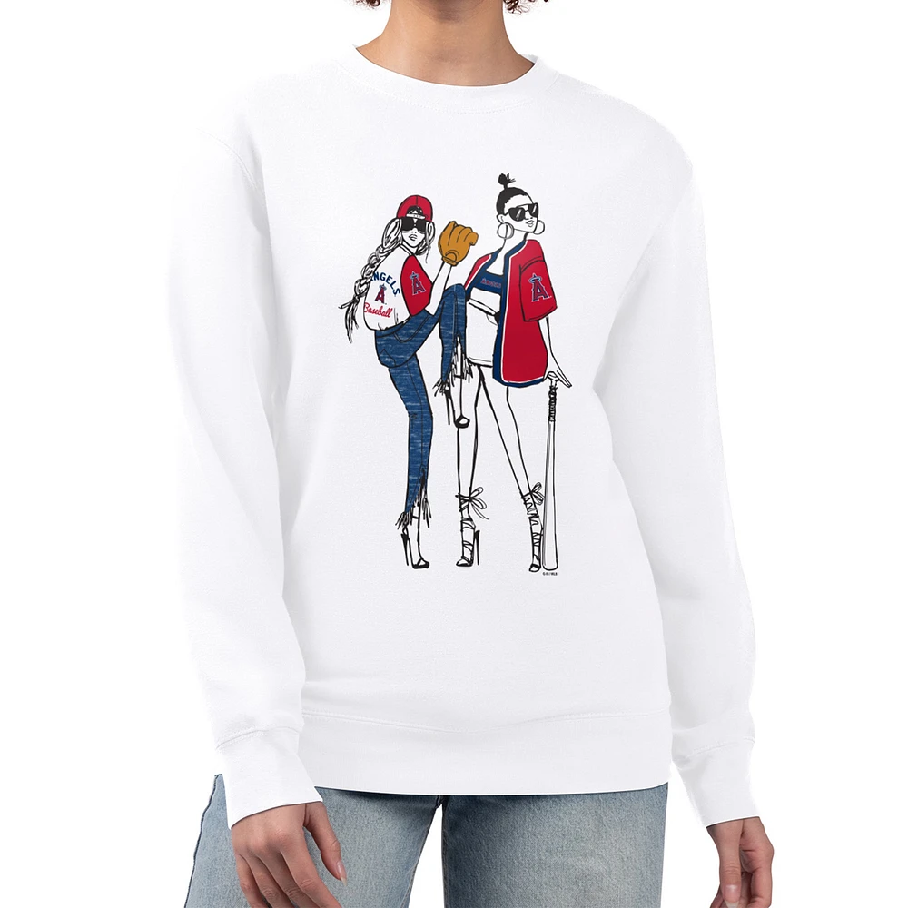 Women's G-III 4Her by Carl Banks White Los Angeles Angels Baseball Girls Fleece Pullover Sweatshirt
