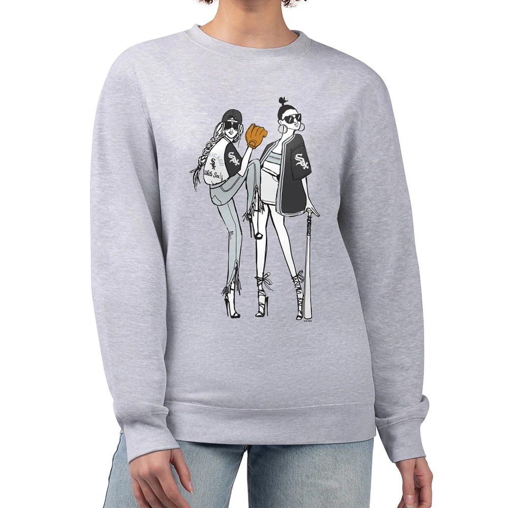 Women's G-III 4Her by Carl Banks Heather Gray Chicago White Sox Baseball Girls Fleece Pullover Sweatshirt