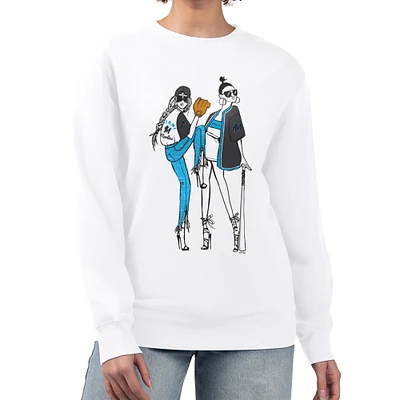 Women's G-III 4Her by Carl Banks White Miami Marlins Baseball Girls Fleece Pullover Sweatshirt