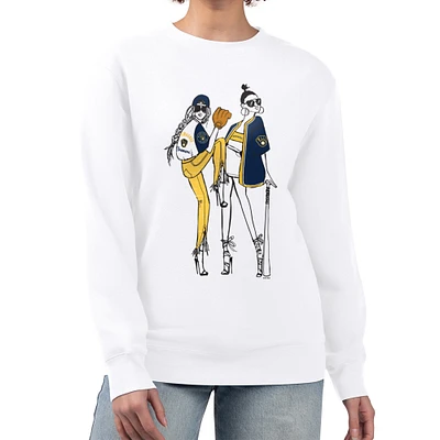 Women's G-III 4Her by Carl Banks White Milwaukee Brewers Baseball Girls Fleece Pullover Sweatshirt