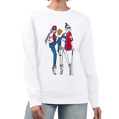 Women's G-III 4Her by Carl Banks White Philadelphia Phillies Baseball Girls Fleece Pullover Sweatshirt