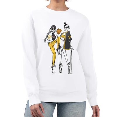 Women's G-III 4Her by Carl Banks White Pittsburgh Pirates Baseball Girls Fleece Pullover Sweatshirt