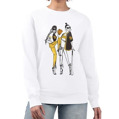 Women's G-III 4Her by Carl Banks White San Diego Padres Baseball Girls Fleece Pullover Sweatshirt