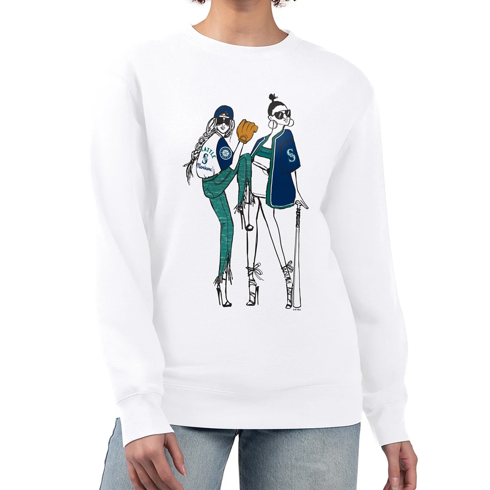 Women's G-III 4Her by Carl Banks White Seattle Mariners Baseball Girls Fleece Pullover Sweatshirt