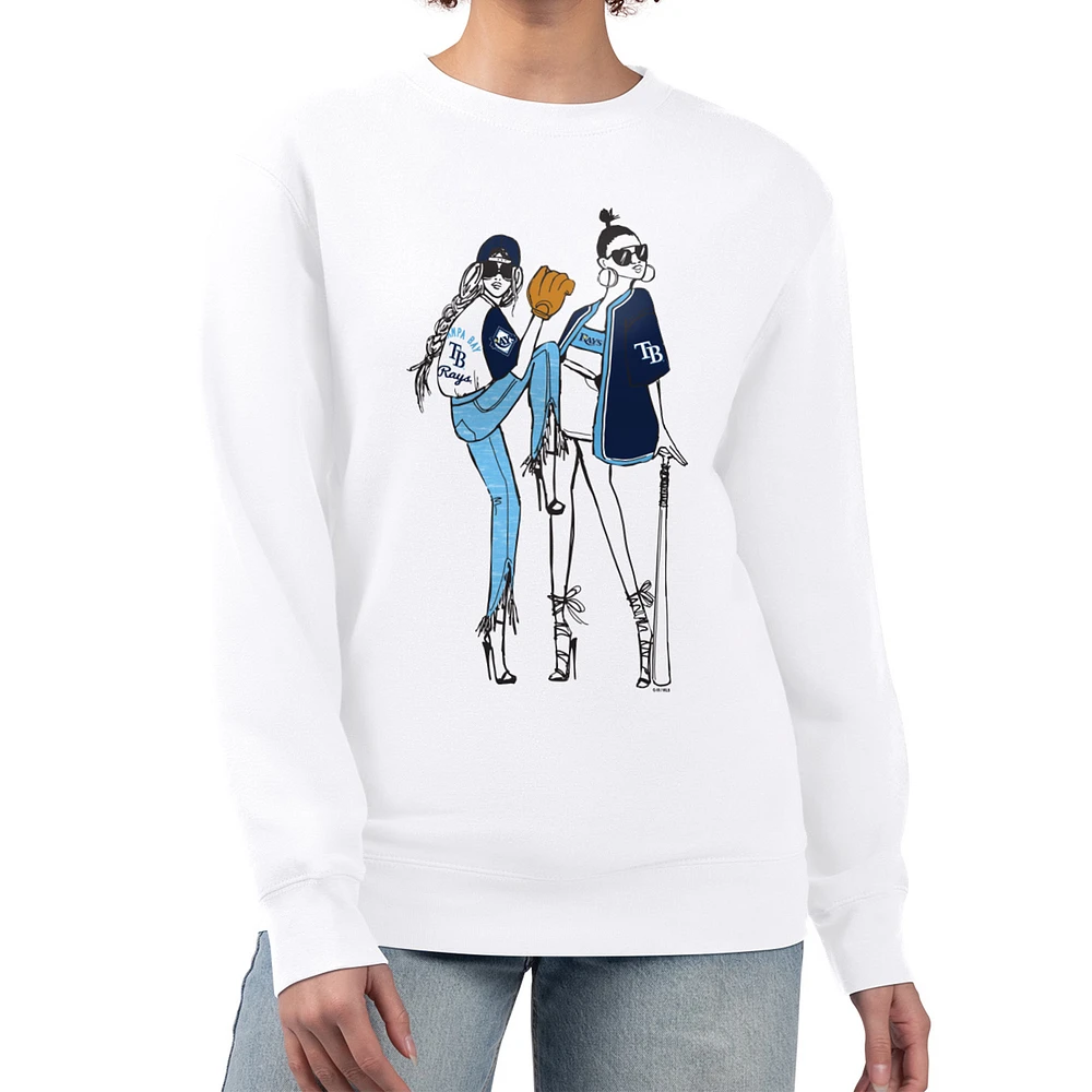 Women's G-III 4Her by Carl Banks White Tampa Bay Rays Baseball Girls Fleece Pullover Sweatshirt