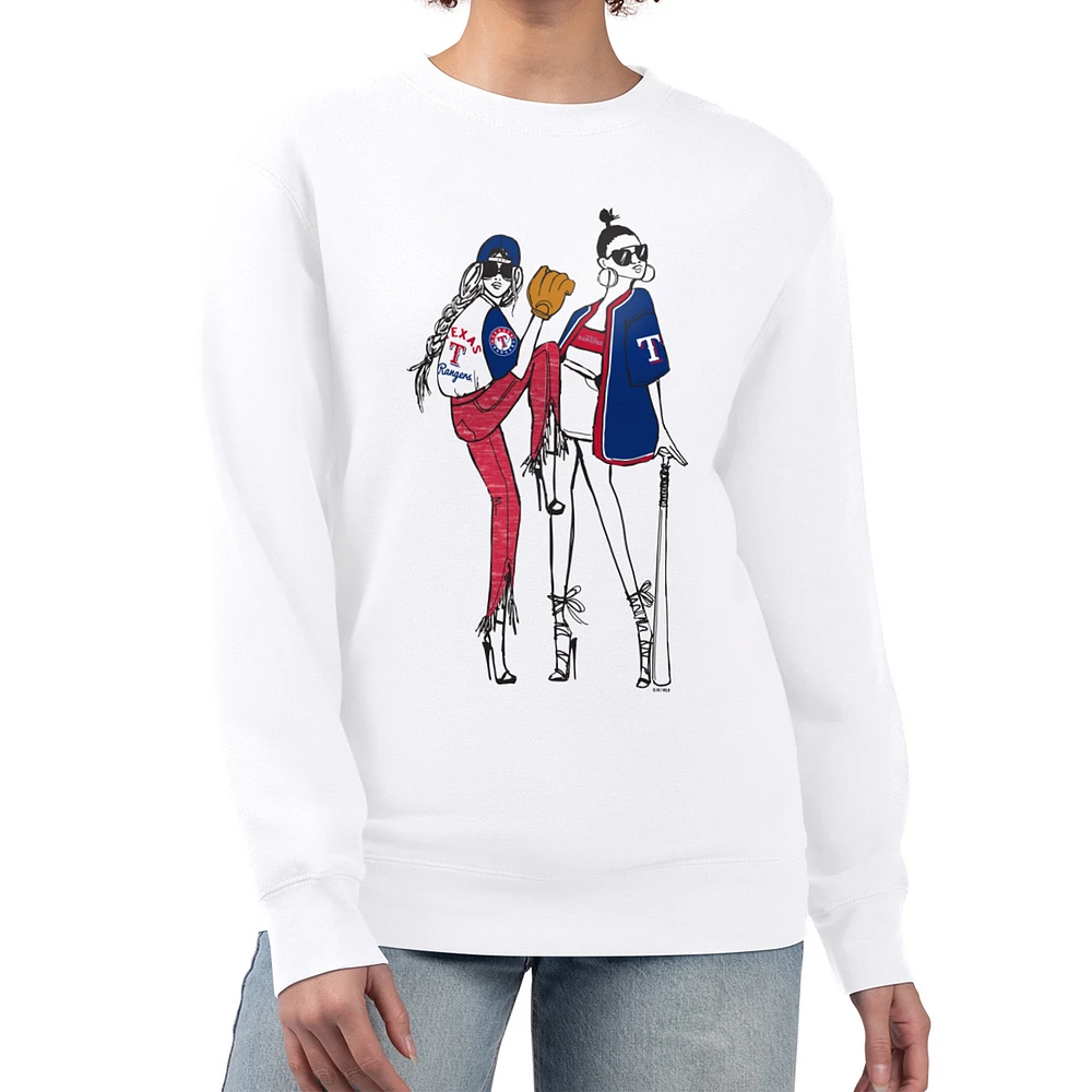 Women's G-III 4Her by Carl Banks White Texas Rangers Baseball Girls Fleece Pullover Sweatshirt