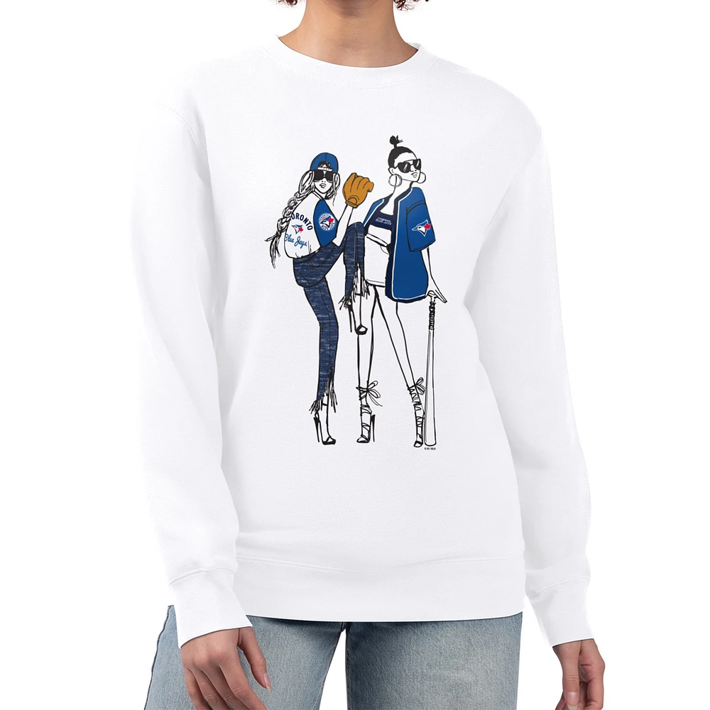 Women's G-III 4Her by Carl Banks White Toronto Blue Jays Baseball Girls Fleece Pullover Sweatshirt