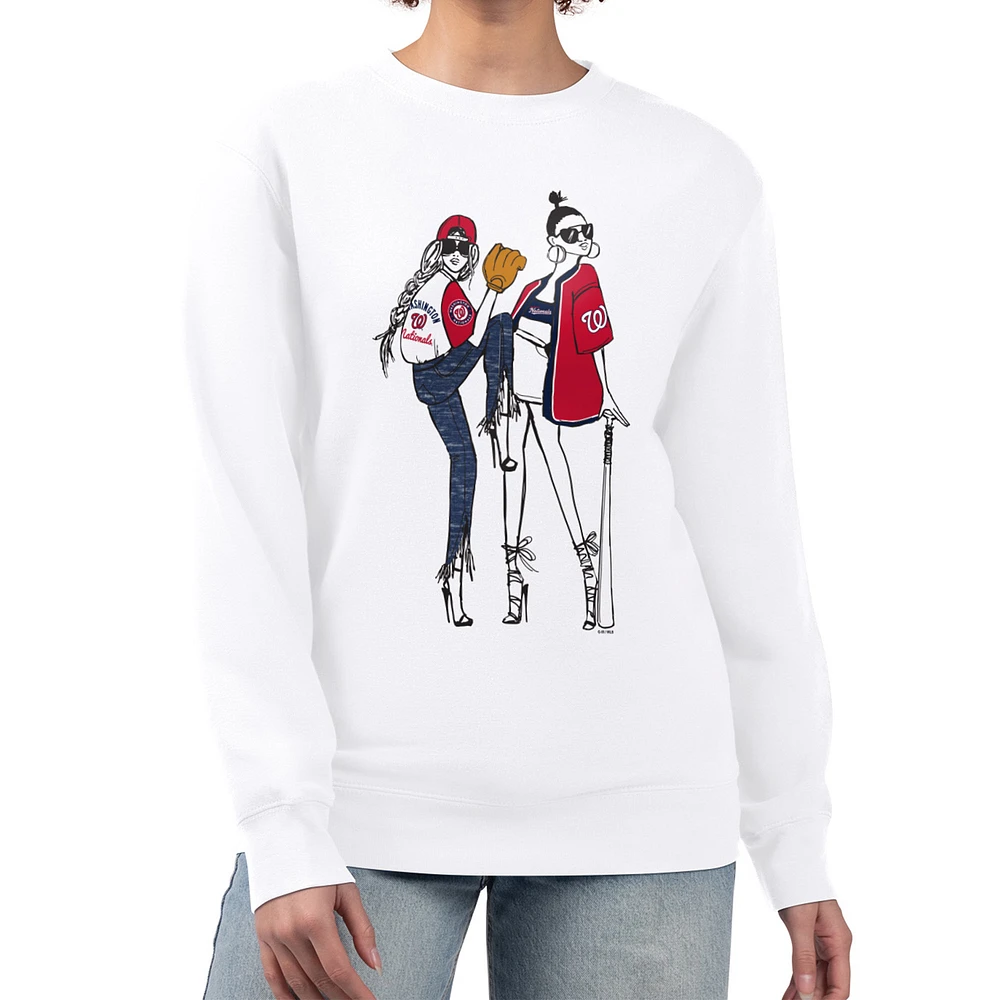 Women's G-III 4Her by Carl Banks White Washington Nationals Baseball Girls Fleece Pullover Sweatshirt