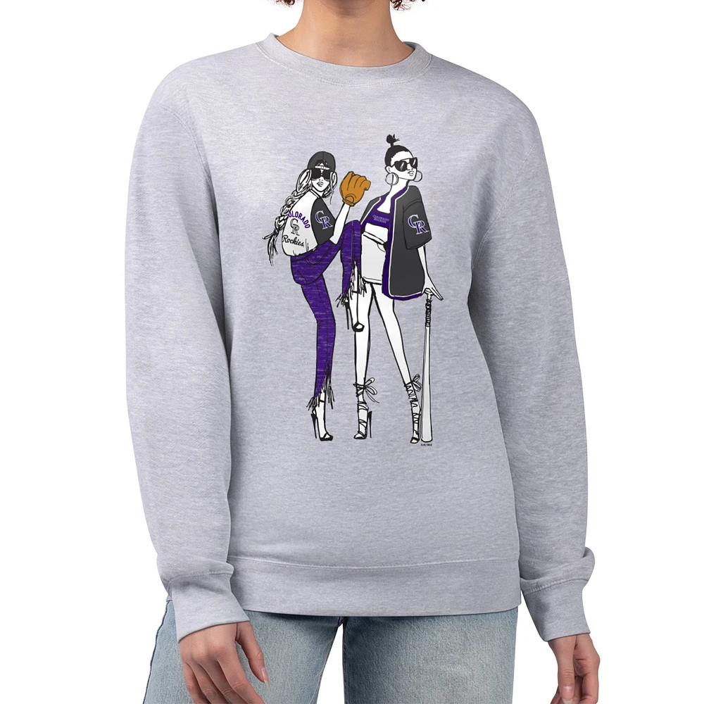 Women's G-III 4Her by Carl Banks Heather Gray Colorado Rockies Baseball Girls Fleece Pullover Sweatshirt