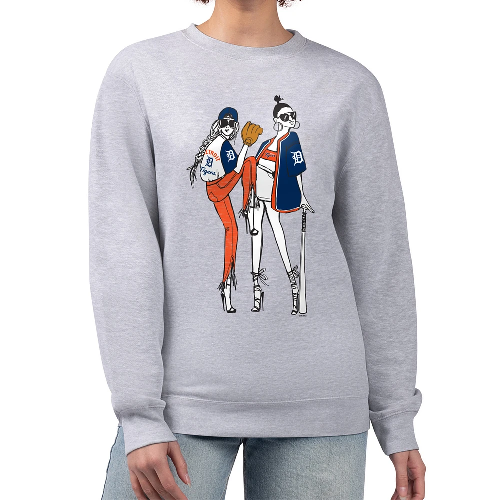 Women's G-III 4Her by Carl Banks Heather Gray Detroit Tigers Baseball Girls Fleece Pullover Sweatshirt
