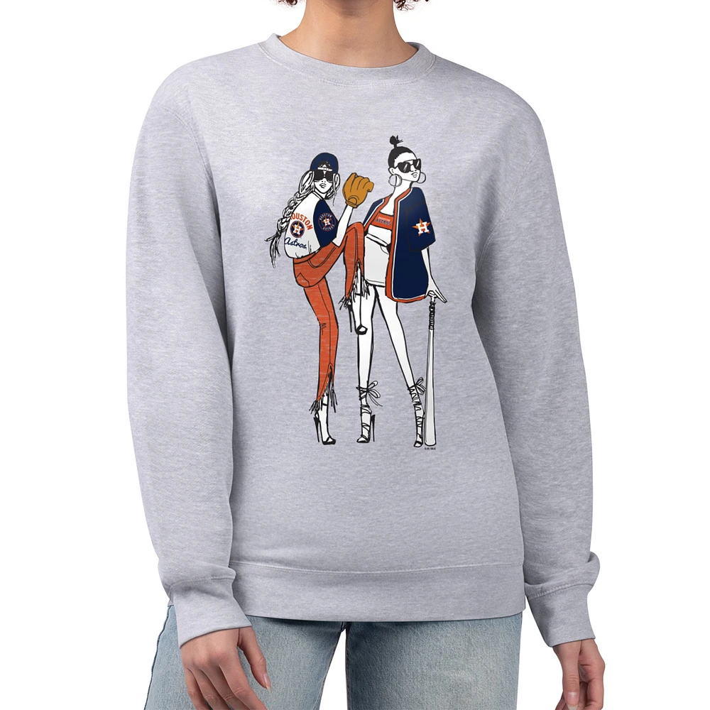 Women's G-III 4Her by Carl Banks Heather Gray Houston Astros Baseball Girls Fleece Pullover Sweatshirt