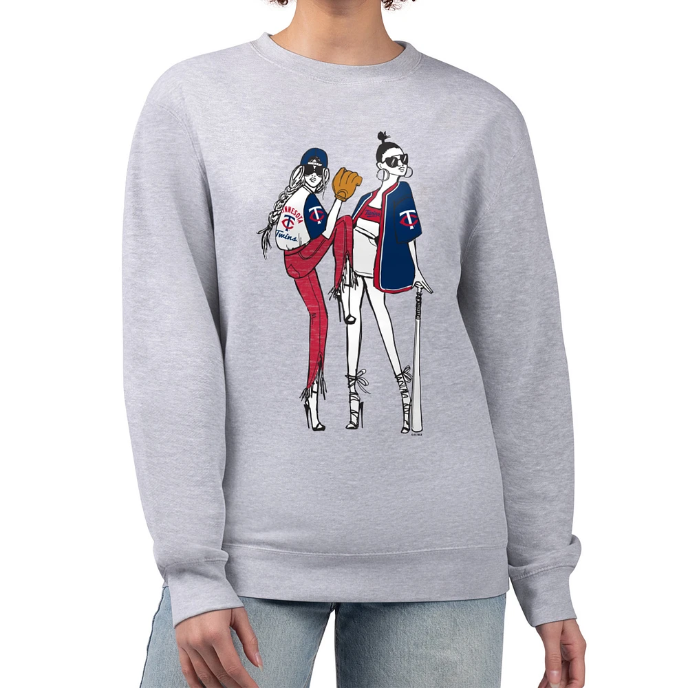 Women's G-III 4Her by Carl Banks Heather Gray Minnesota Twins Baseball Girls Fleece Pullover Sweatshirt