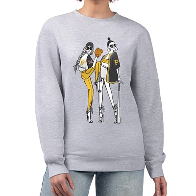 Women's G-III 4Her by Carl Banks Heather Gray Pittsburgh Pirates Baseball Girls Fleece Pullover Sweatshirt