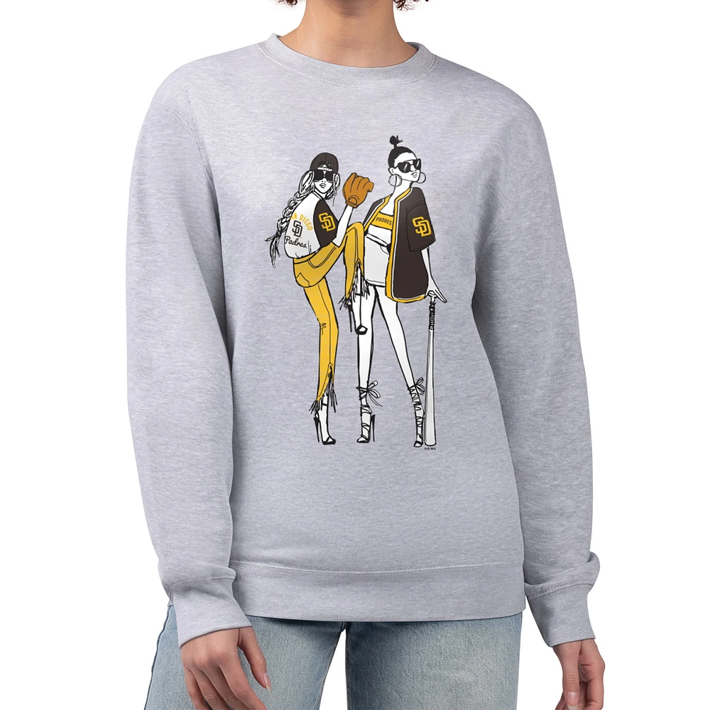 Women's G-III 4Her by Carl Banks Heather Gray San Diego Padres Baseball Girls Fleece Pullover Sweatshirt