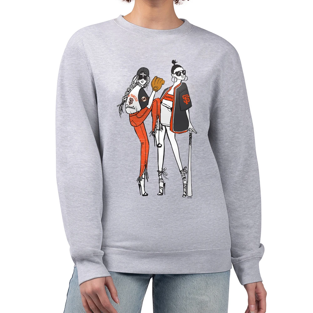 Women's G-III 4Her by Carl Banks Heather Gray San Francisco Giants Baseball Girls Fleece Pullover Sweatshirt