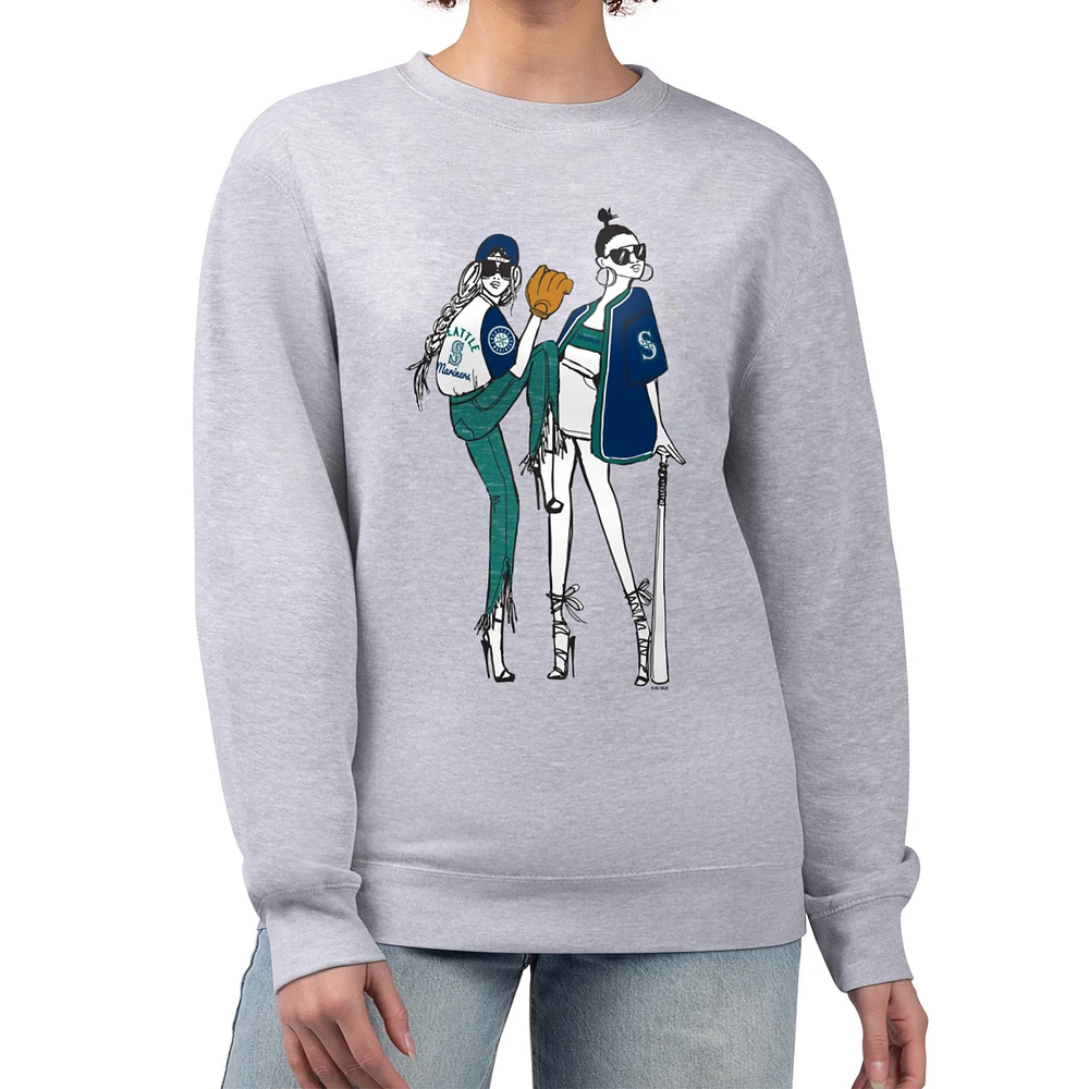 Women's G-III 4Her by Carl Banks Heather Gray Seattle Mariners Baseball Girls Fleece Pullover Sweatshirt