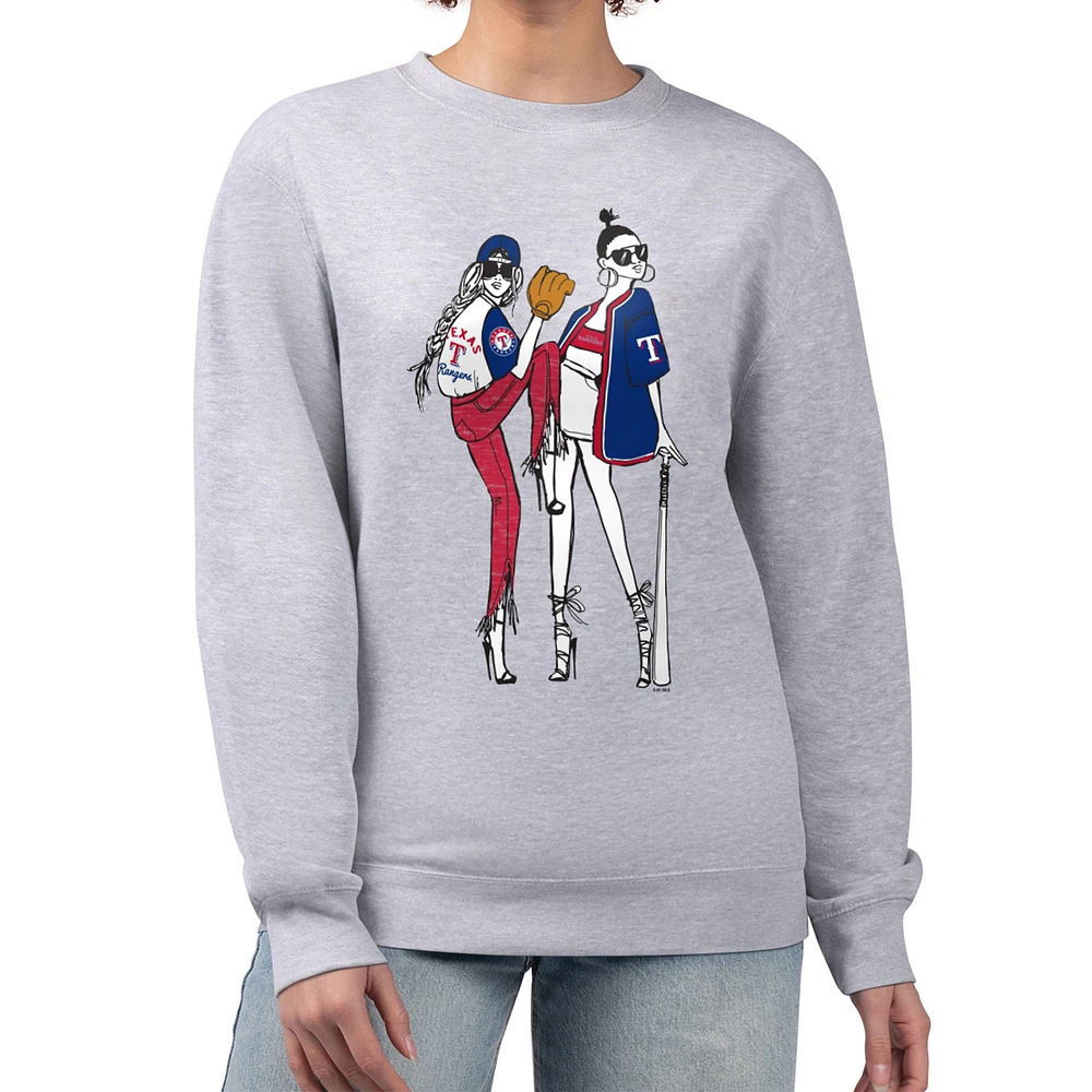 Women's G-III 4Her by Carl Banks Heather Gray Texas Rangers Baseball Girls Fleece Pullover Sweatshirt