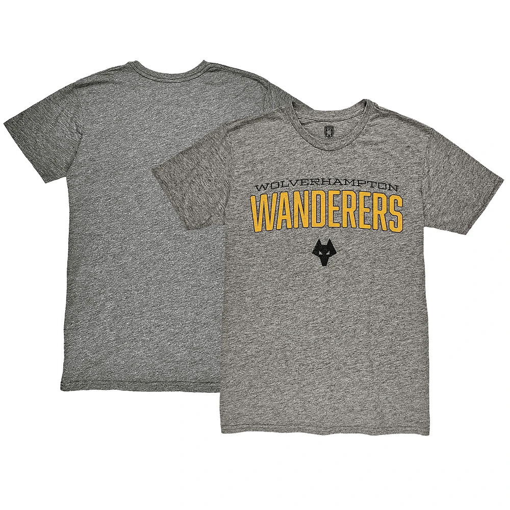 Men's 1863FC Heather Gray Wolverhampton Wanderers Wordmark Twisted Tri-Blend Slub T-Shirt