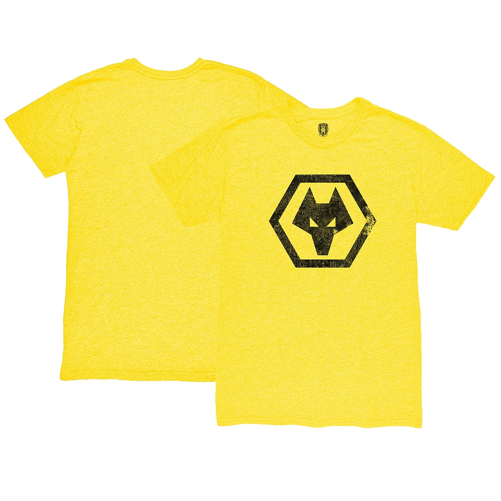 Men's 1863FC Yellow Wolverhampton Wanderers Mono Badge Twisted Tri-Blend Slub T-Shirt
