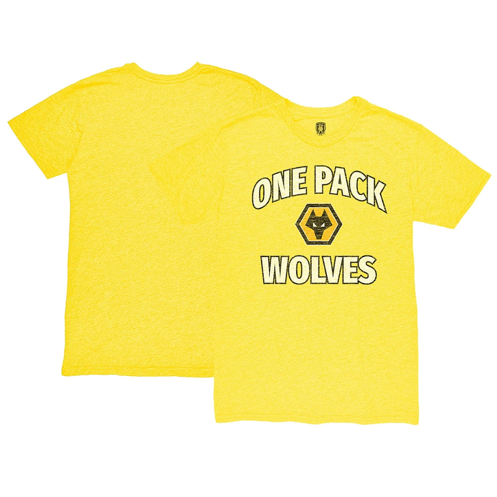 Men's 1863FC Yellow Wolverhampton Wanderers One Pack Wolves Twisted Tri-Blend Slub T-Shirt