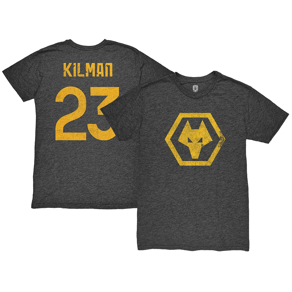 Men's 1863FC Maximilian Kilman Heather Black Wolverhampton Wanderers Player Name & Number Twisted Tri-Blend Slub T-Shirt