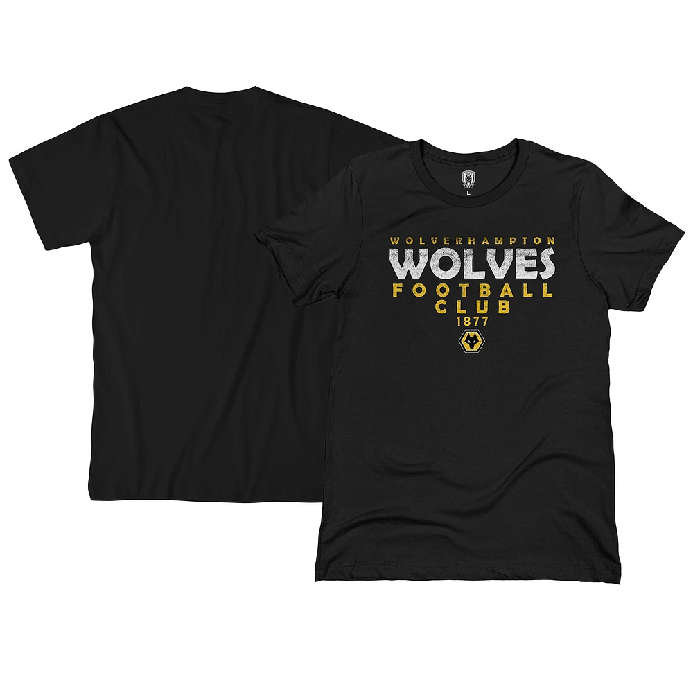 Men's 1863FC Black Wolverhampton Wanderers Cone Text Jersey T-Shirt