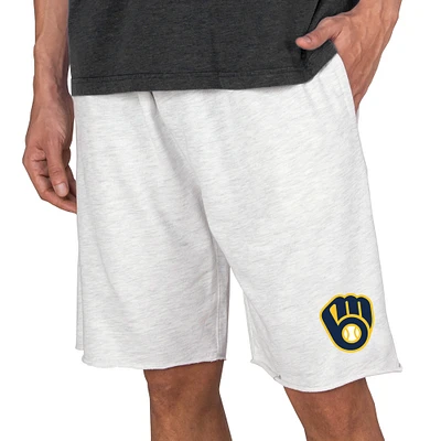 Men's Concepts Sport Oatmeal Milwaukee Brewers Mainstream Terry Tri-Blend Shorts